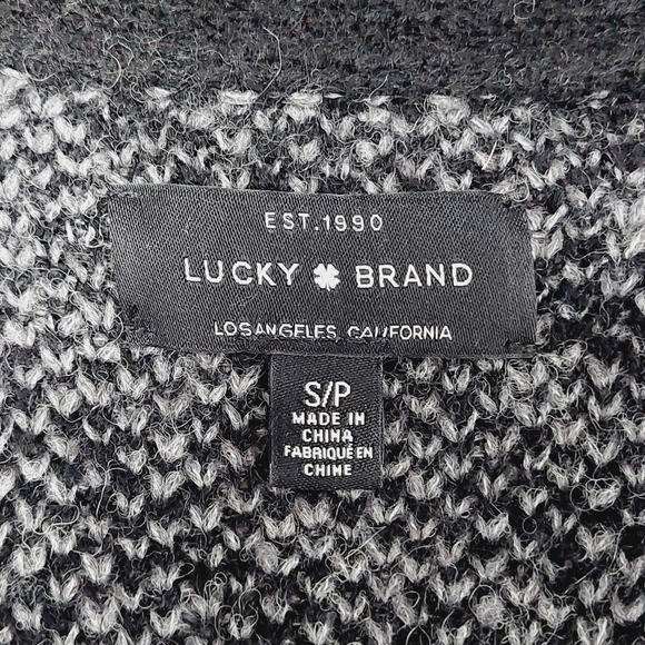 Lucky Brand Gray Black Leopard Cheetah Wool Long Open Sweater Cardigan P7026 - Picture 5 of 8